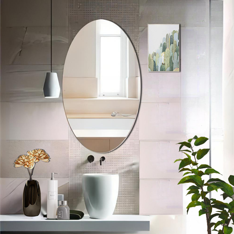 Diseño de vidrio oval de lujo de gimnasio nórdico colgante de pared para baño espejo para estilo nórdico