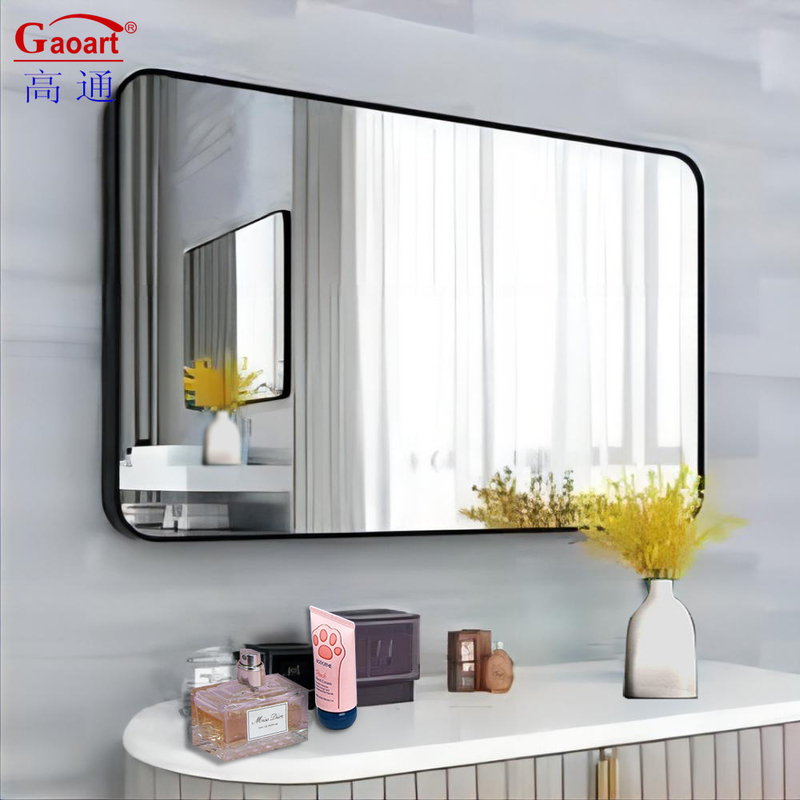 Espejo de pared de tamaño personalizado de vidrio completo de oro de biselado grande de pie cuadrado colgante plano