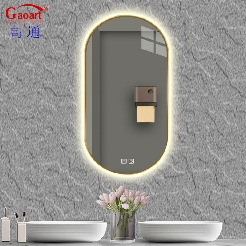 Tamaño personalizado Función táctil Espejo de decoración con bebelos para una buena venta Salón pequeño LED