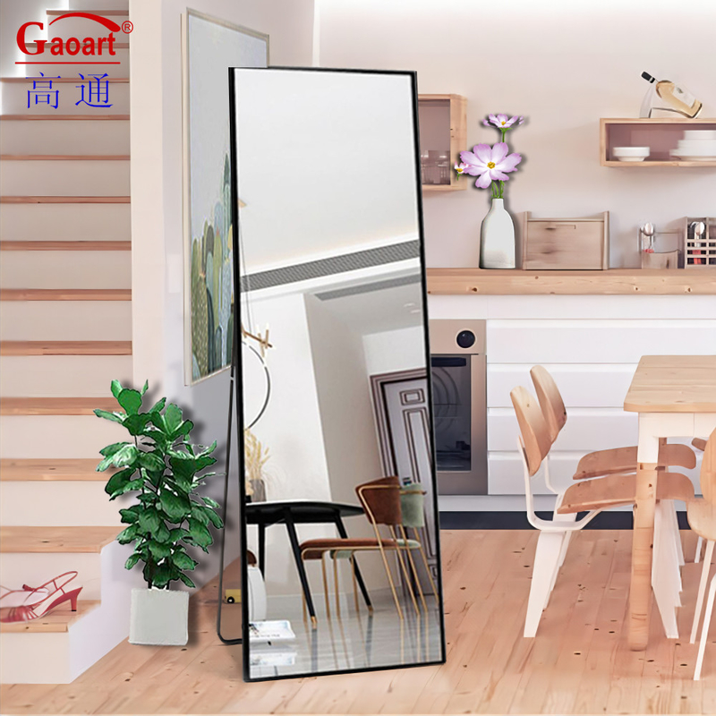 Tamaño personalizado Arco de pie grande para arriba Oro Led Decoración de la casa con espejo para el salón