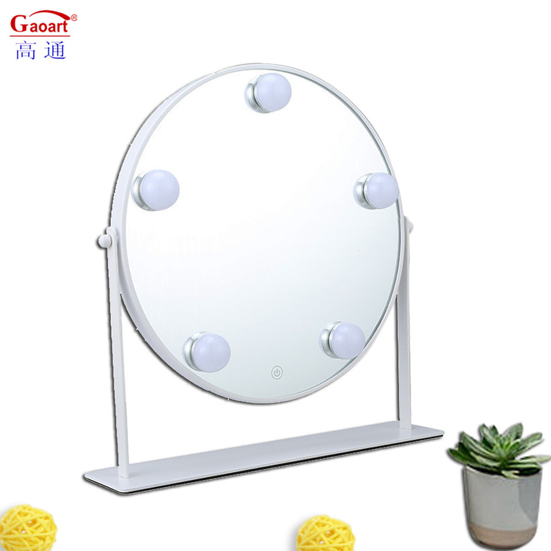 Bolsillo portátil pequeño maquillaje de mano con luz led espejo de mesa para todos los días