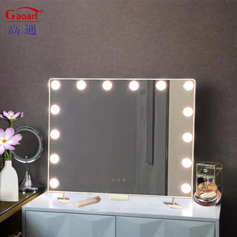 Espejo de metal y vidrio personalizable Hollywood Maquillaje Vanidad con bombillas LED de cromo