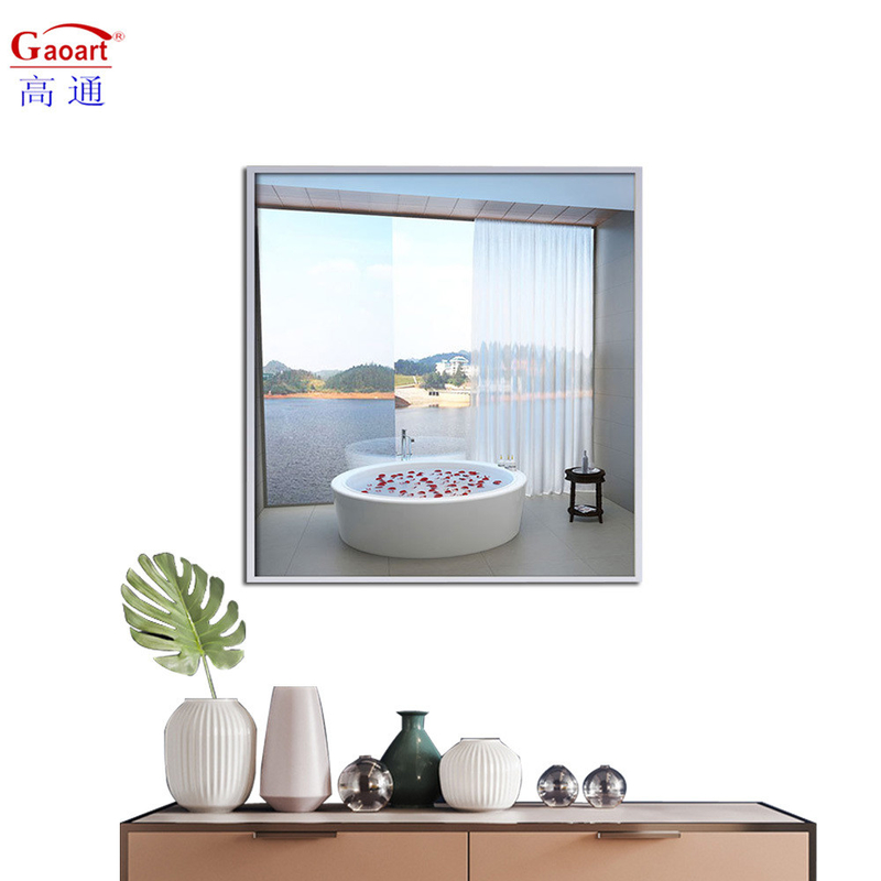 Espejo de pared piso grande de pie de aluminio oro metal negro decoración de baño con marco