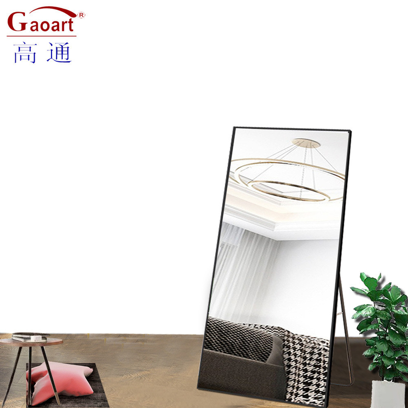 Espejo de piso con biselado de longitud LED de estilo moderno para salón de belleza y baño de pasillo