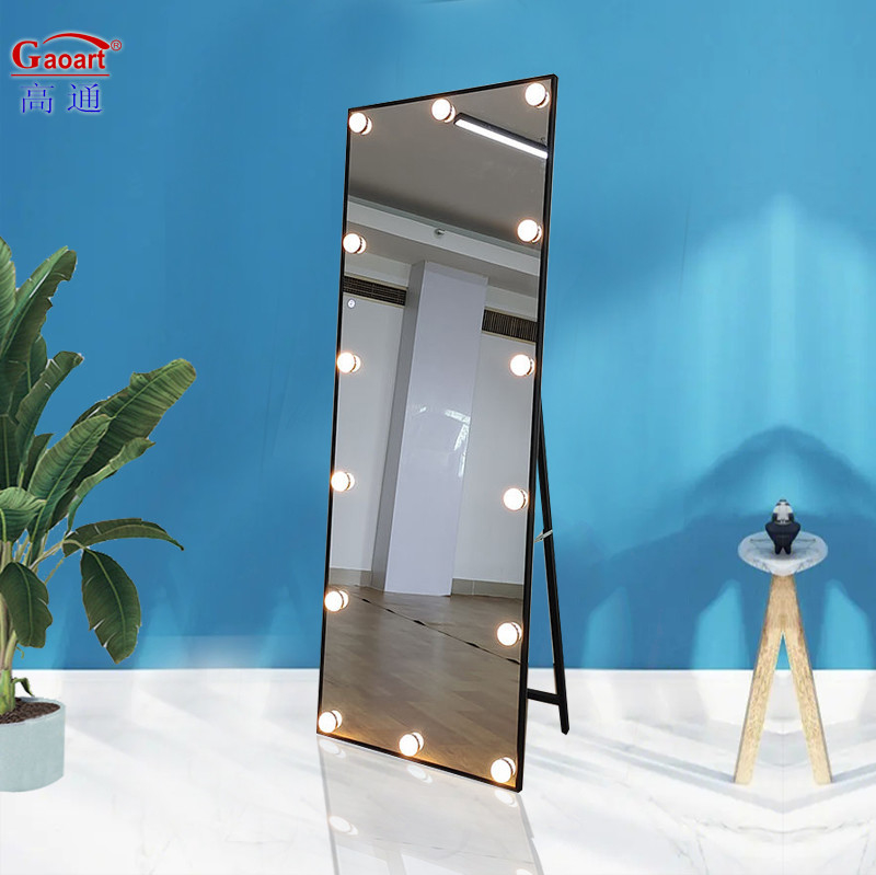 Estilo de diseño de moda Gran hollywoodiana de piso con luz LED ajustable y espejo de pared extra LOGO incluido