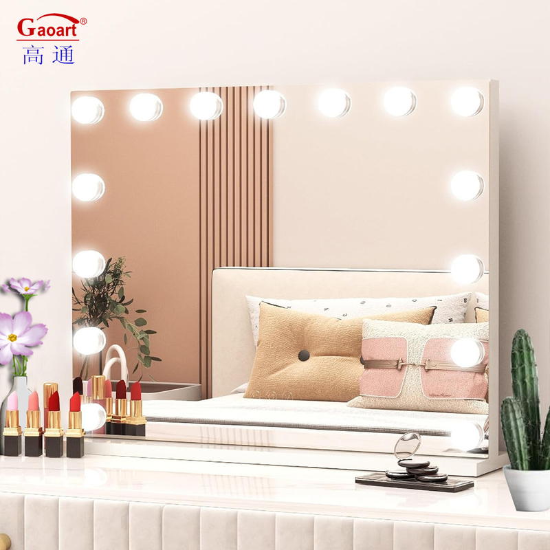 Espejo cosmético de LED blanco con 12 luces Espejo de maquillaje de Hollywood ajustable