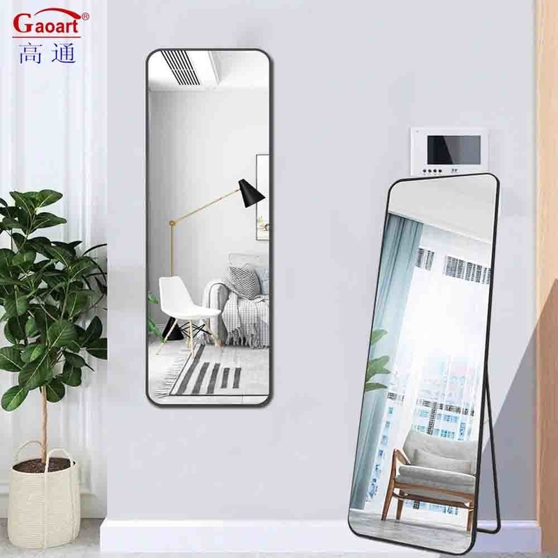 Barbería de metal Muebles de baño de vidrio de plata Decoración del dormitorio De pared de longitud completa Espejo de arte