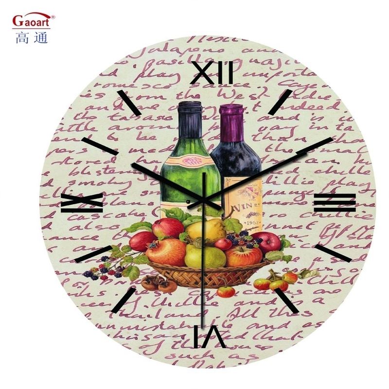 Reloj de pared de hoja de 12 mm para decoración de vidrio de sublimación de dormitorio en estilo clásico