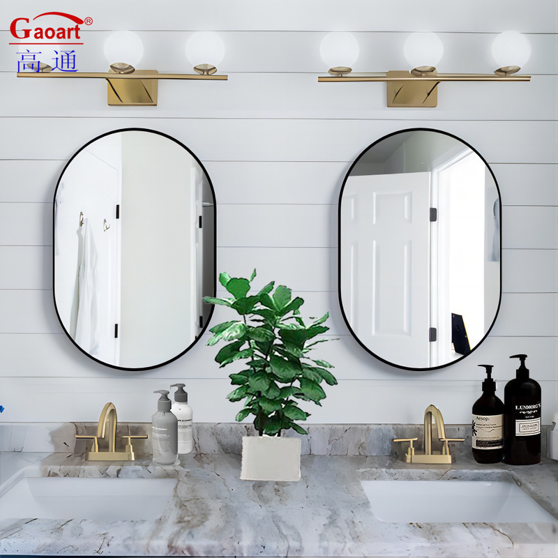 Espejos de baño de estilo moderno Oro enmarcado en aluminio Gran pared colgante Espejo de baño oval