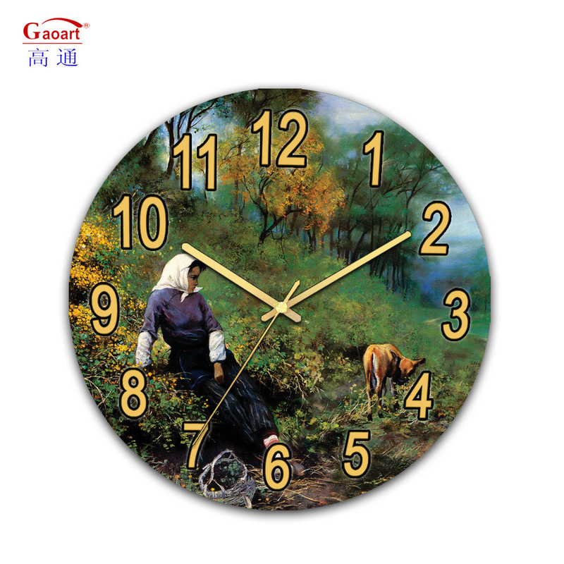 Clásico Vidrio Temperado Espejo Cocina Sublimación Mantel Sala de estar Colgante Cara Reloj UV