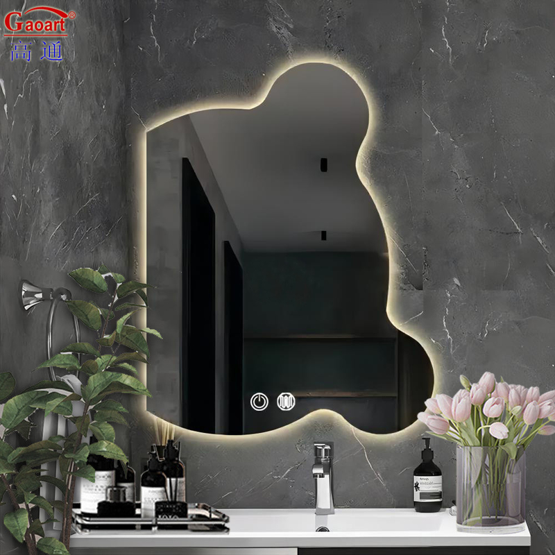 Espejo de plata decoración de baño LED Espejo redondo de pared para maquillaje sin niebla en ducha pequeña