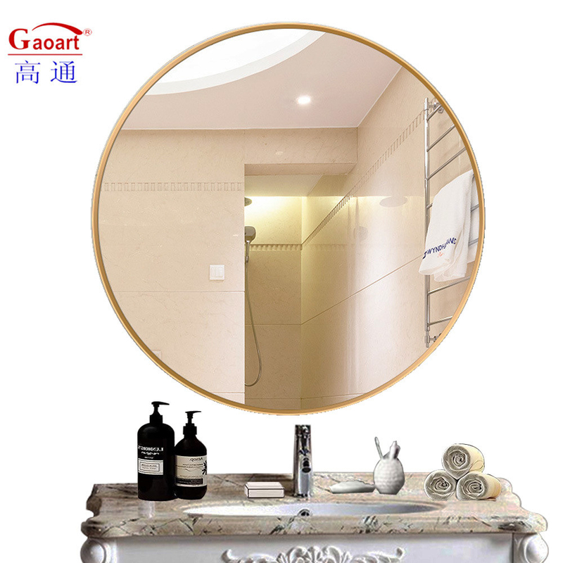 Home Wineshop Decoración de dormitorio nórdico con espejo de pared redondo genuino y luz de lujo