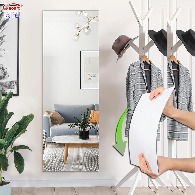 Decoración de muebles de baño flexibles personalizados pegatina de pared de plástico adhesivo lámina de espejo acrílico
