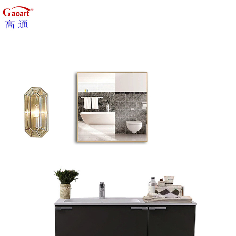 Gran espejo de suelo de aluminio de metal de oro con base de pared negra de tamaño personalizado