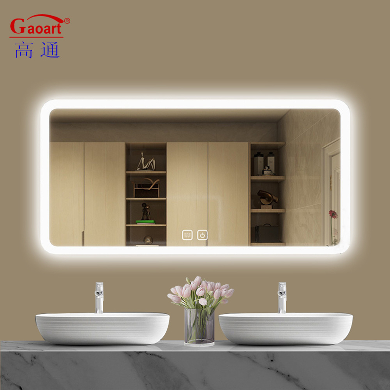 Estación de espejo LED de dormitorio negro grande para decoración de baño de tamaño completo en producto de hotel