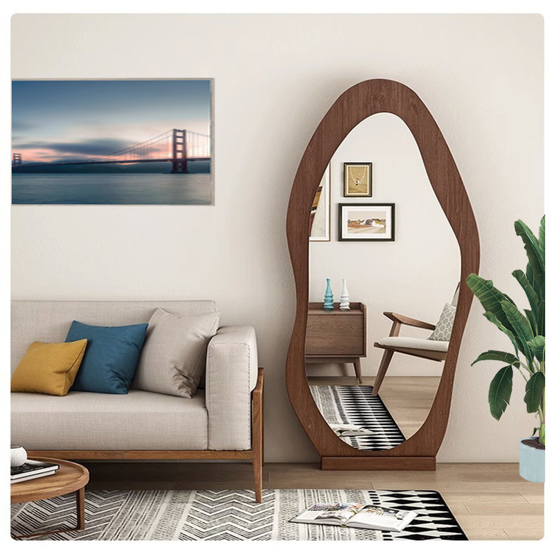 Estilo de diseño contemporáneo Espejo de madera enmarcado de longitud completa para decoración rustica moderna del hogar