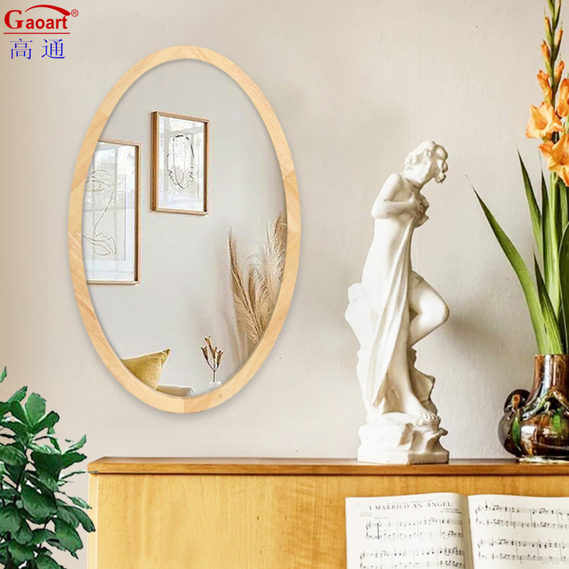 Tamaño personalizado Espejo de vidrio rústico Antigua Floral Decoración de longitud completa Estante de marco de madera