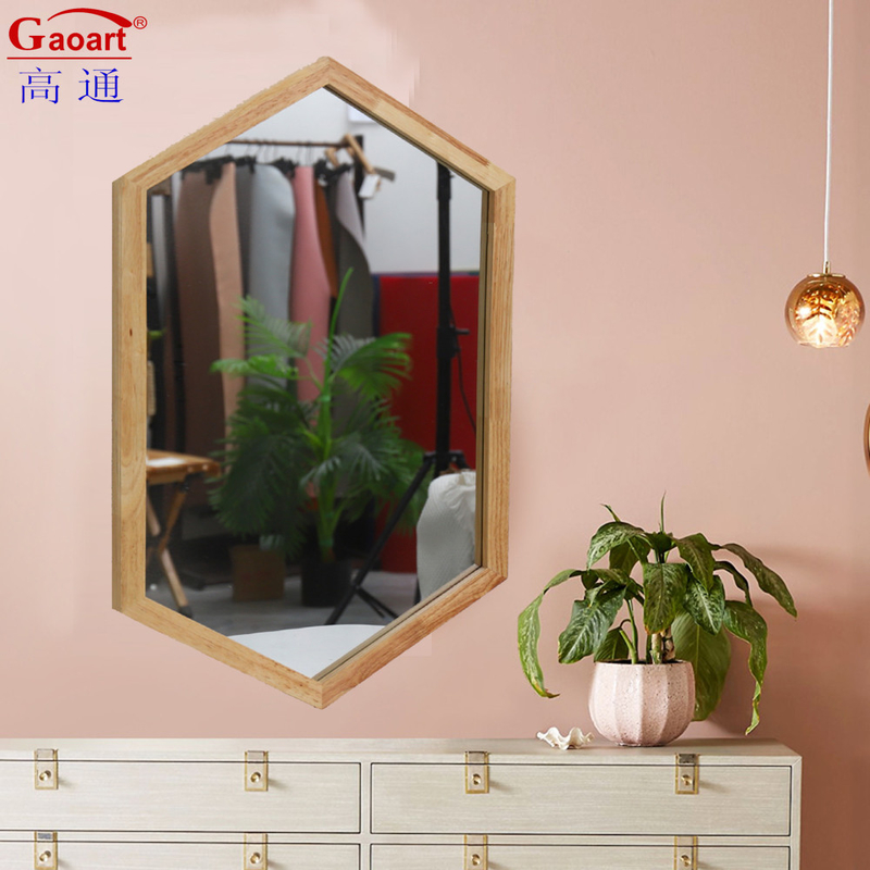 Tamaño personalizado Marco de madera Espejo de pared moderno para el baño de casa Decoración antigua