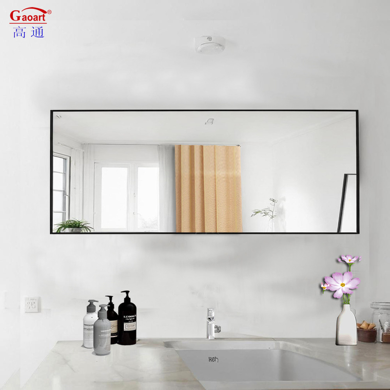Enmarcado Vidrio de hierro negro de oro de baño Art Wall Sticker Enmarcado de espejo para casa de la tienda de vinos