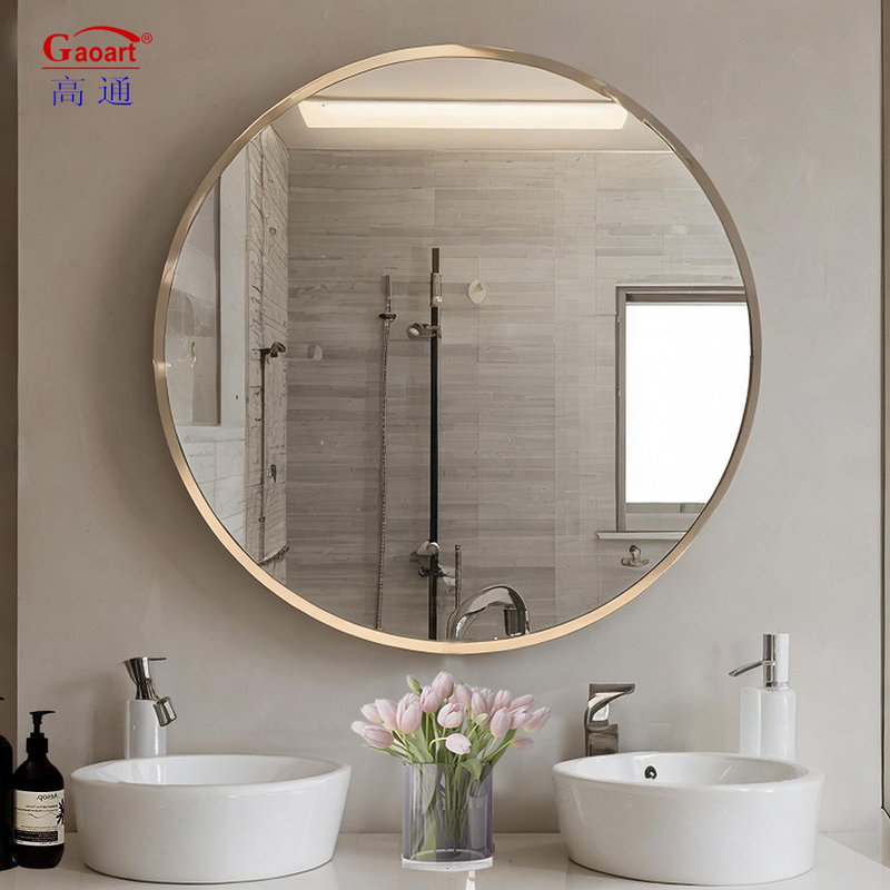 Gran espejo de baño de oro negro enmarcado en aluminio personalizado para el estilo Art Deco