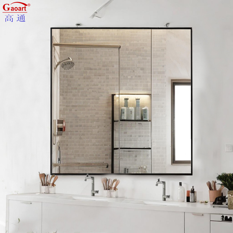 Inicio Vinoshop Reflexión Moda Hierro Negro Espejo de pared de baño con marco de aluminio