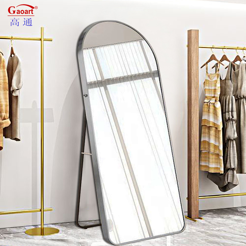 Cuadro de arco de oro de longitud completa Negro de pie Espejo de decoración para el hogar Espejo de piso para el salón