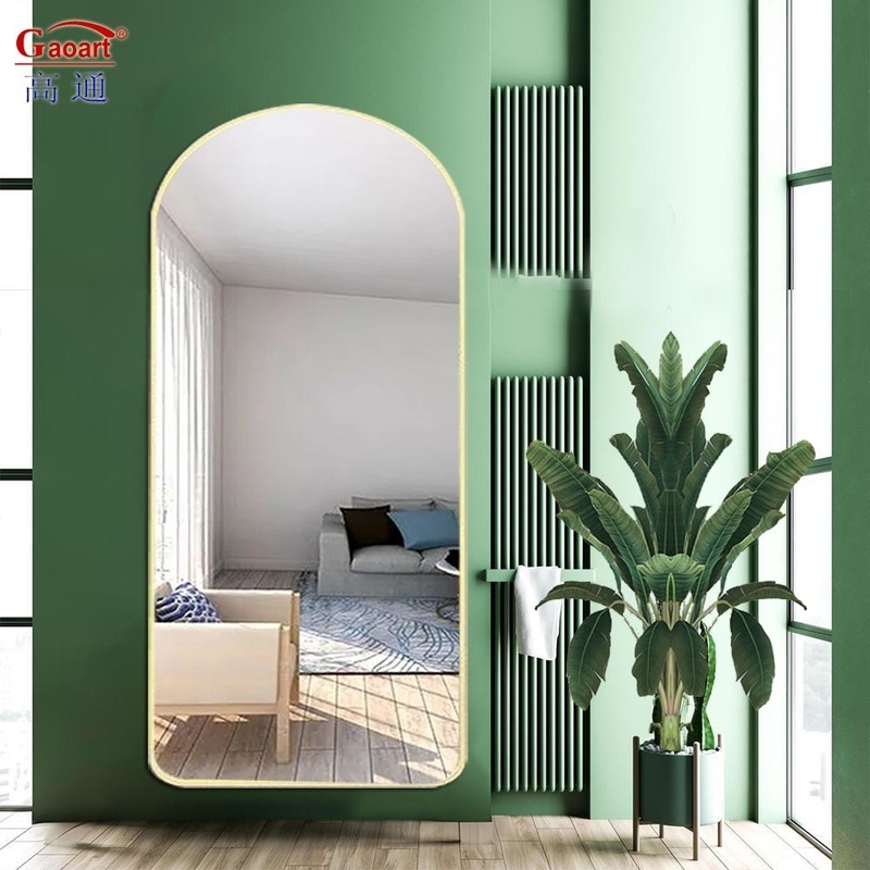 Espejo de vidrio de moda de cuerpo completo pared de pie Espejo de calcomanía para salón de baño
