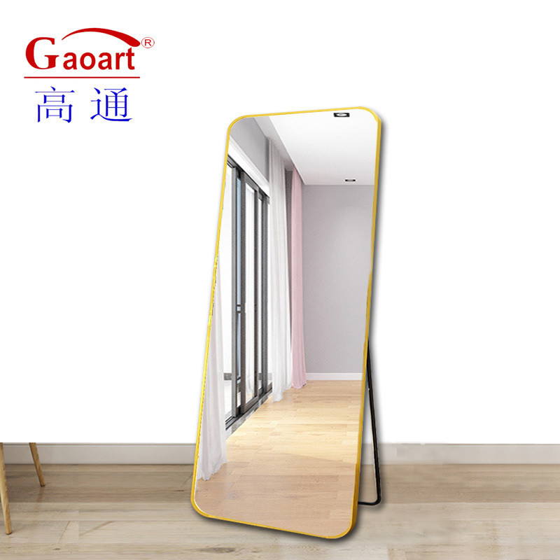 Estilo de diseño contemporáneo longitud del piso arco completo espejo de pared de oro para la decoración del hogar