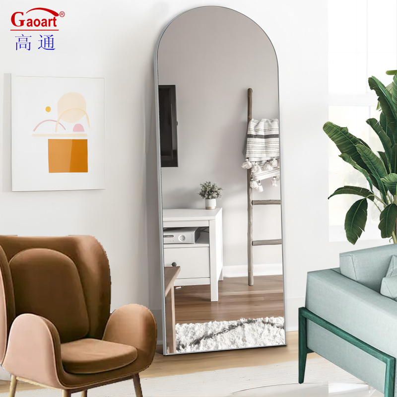 Cuadro de aleación de aluminio Baño grande Pared metálica de hierro Oro Espejos de pie de longitud completa