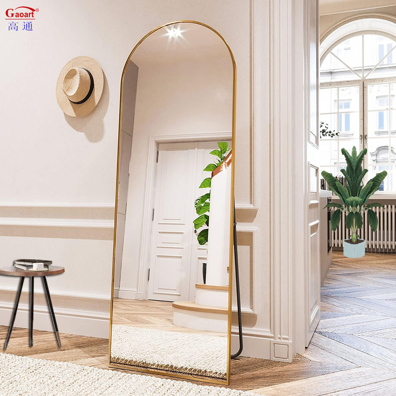 Cuadro de metal de longitud completa Estancia de vestimenta Espejo de arco inquebrantable para decoración del hogar o gimnasio