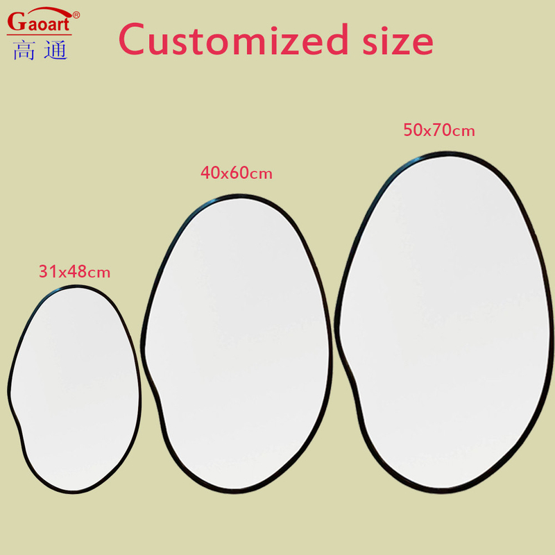 Espejo de cristal inquebrantable de diseño de plata nórdica en estilo oval con tamaño personalizado